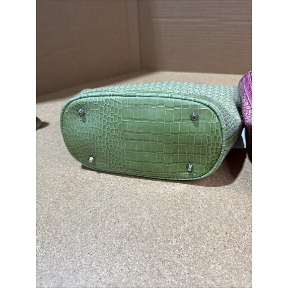 NOS Nine West Mini Tote Bags Purses Set of 2 Pink & Green Organizer Style - Picture 13 of 16